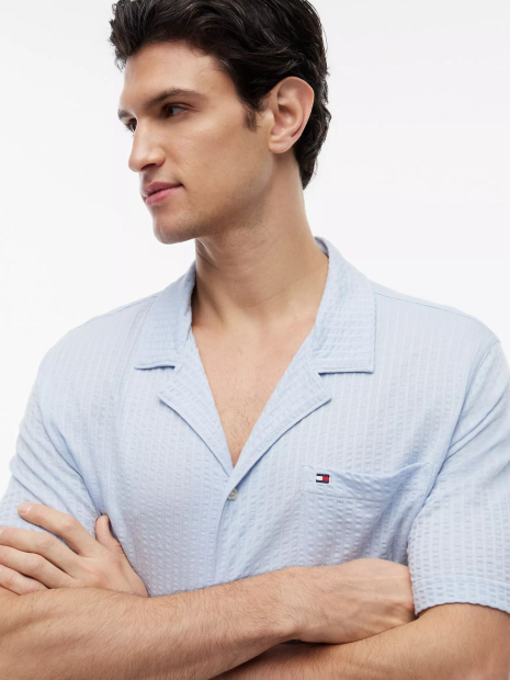 Мужская пижама Tommy Hilfiger рубашка с коротким рукавом и шорты 1161125827 (Голубой L)