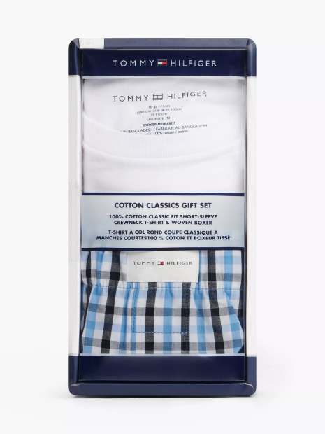 Мужская пижама Tommy Hilfiger футболка и шорты 1161117980 (Белый/Голубой M)