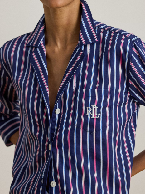 Женская пижама Ralph Lauren рубашка и штаны в полоску 1161241235 (Синий XL)