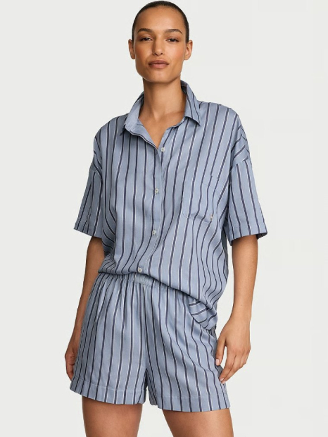 Женская пижама Victoria’s Secret рубашка и шорты 1161501231 (Синий L)