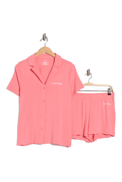 Жіноча піжама Calvin Klein сорочка та шорти 1161529612 (Рожевий XL)