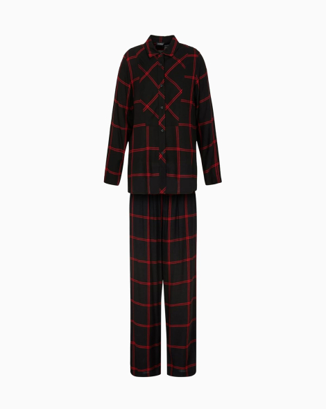 Женская пижама Emporio Armani рубашка и штаны 1161565358 (Черный/Красный XL)