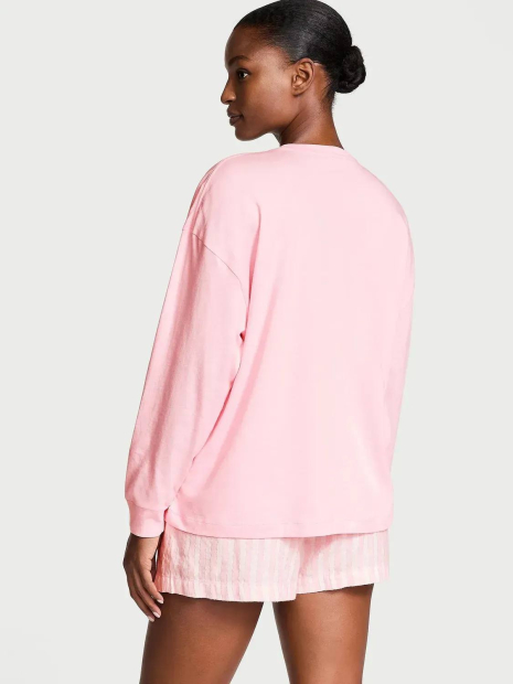 Женская пижама Victoria’s Secret лонгслив и шорты 1162720392 (Розовый XXL)