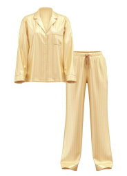 Женская сатиновая пижама Victoria's Secret рубашка и брюки 1159840526 (Желтый XS)