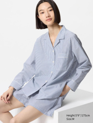 Женская пижама Uniqlo комплект рубашка и шорты 1159841602 (Синий XS)