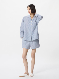 Женская пижама Uniqlo комплект рубашка и шорты 1159841602 (Синий XS)