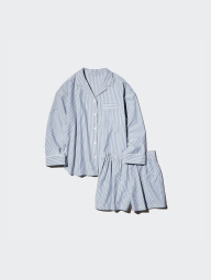 Жіноча піжама Uniqlo комплект сорочка та шорти 1159841603 (Синій XL)