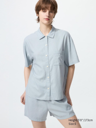 Женская пижама Uniqlo комплект рубашка и шорты 1159842983 (Голубой M)