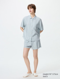 Женская пижама Uniqlo комплект рубашка и шорты 1159842983 (Голубой M)