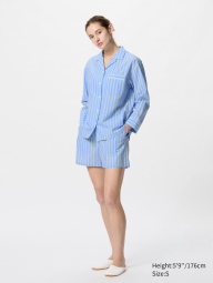 Женская пижама Uniqlo комплект рубашка и шорты 1159842994 (Голубой XL)
