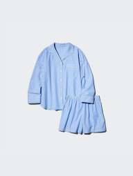 Женская пижама Uniqlo комплект рубашка и шорты 1159842994 (Голубой XL)