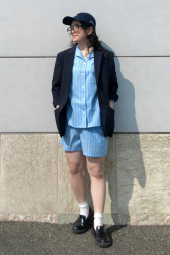 Женская пижама Uniqlo комплект рубашка и шорты 1159842994 (Голубой XL)
