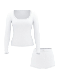 Женская пижама Victoria's Secret кофта и шорты 1159848931 (Белый M)