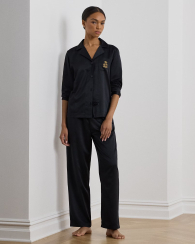 Жіноча сатинова піжама Ralph Lauren сорочка та штани 1159847747 (Чорний M)