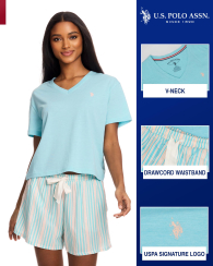 Женская пижама U.S. Polo Assn футболка и шорты 1159848116 (Голубой 2X)