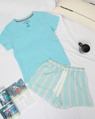 Женская пижама U.S. Polo Assn футболка и шорты 1159848116 (Голубой 2X)