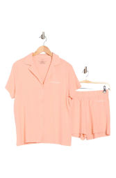 Женская пижама Calvin Klein рубашка и шорты 1159848260 (Розовый L)