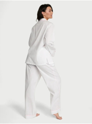 Женская хлопковая пижама Victoria's Secret рубашка и штаны 1159849832 (Белый S)