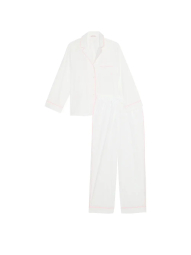 Женская хлопковая пижама Victoria's Secret рубашка и штаны 1159849786 (Белый XL)