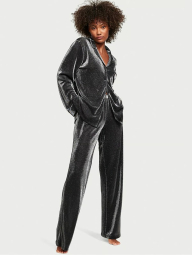 Сверкающая пижама Victoria's Secret рубашка и штаны 1159852920 (Черный XL)