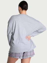 Женская пижама Victoria's Secret лонгслив и шорты со стразами 1159855293 (Серый XS)