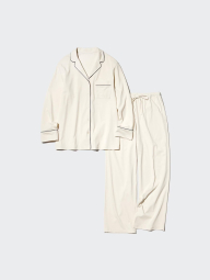 Піжама Uniqlo комплект сорочка та штани 1159855340 (Молочний XL)