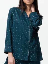 Гладкая пижама Uniqlo комплект рубашка и штаны 1159855876 (Зеленый XXL)