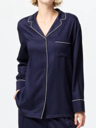 Сатиновая пижама Uniqlo комплект рубашка и штаны 1159855886 (Синий XXL)