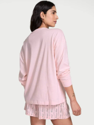 Женская пижама Victoria’s Secret лонгслив и шорты 1159855942 (Розовый XS)