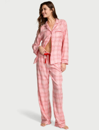 Фланелевая женская пижама Victoria's Secret рубашка и штаны 1159856403 (Розовый XL)