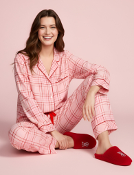 Фланелевая женская пижама Victoria's Secret рубашка и штаны 1159856403 (Розовый XL)