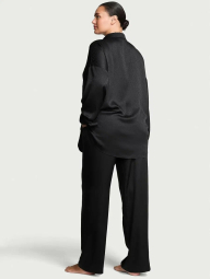 Женская сатиновая пижама Victoria's Secret рубашка и штаны 1159857449 (Черный XS)