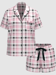 Домашний пижамный комплект Victoria’s Secret рубашка и шорты 1159858820 (Розовый L)