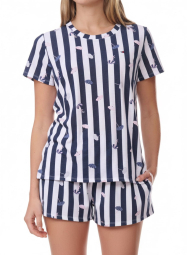 Жіноча піжама Tommy Hilfiger футболка та шорти 1159859098 (Синій/Білий S)