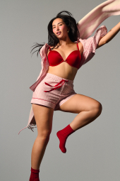 Жіноча піжама Victoria's Secret сорочка та шорти 1159859851 (Білий/Червоний XL)