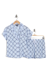 Лёгкая женская пижама Tommy Hilfiger комплект рубашка и шорты 1159861501 (Голубой XL)