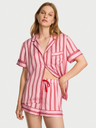 Сатинова піжама Victoria's Secret сорочка та шорти 1159861523 (Рожевий M)
