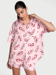 Сатиновая пижама Victoria’s Secret рубашка и шорты 1159861534 (Розовый L)