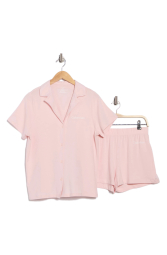 Жіноча піжама Calvin Klein сорочка та шорти 1159862055 (Рожевий XL)