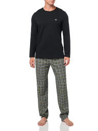 Чоловіча піжама Emporio Armani лонгслів та штани 1159862103 (Чорний/Сірий XL)