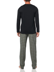 Чоловіча піжама Emporio Armani лонгслів та штани 1159862103 (Чорний/Сірий XL)