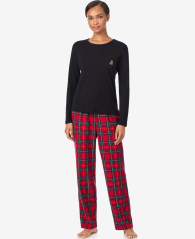 Жіноча піжама Ralph Lauren лонгслів та штани 1159862257 (Чорний/Червоний L)