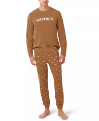 Чоловіча піжама Lacoste лонгслів та штани 1159863283 (Коричневий XL)