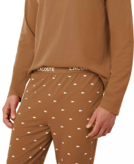 Чоловіча піжама Lacoste лонгслів та штани 1159863283 (Коричневий XL)
