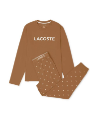 Чоловіча піжама Lacoste лонгслів та штани 1159863283 (Коричневий XL)