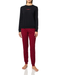 Женская пижама Emporio Armani лонгслив и штаны 1159864985 (Черный/Красный M)