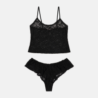 Кружевная пижама Victoria’s Secret майка-топ и короткие шорты 1159872791 (Черный L)