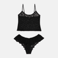 Кружевная пижама Victoria’s Secret майка-топ и короткие шорты 1159872791 (Черный L)