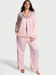 Женская сатиновая пижама Victoria's Secret рубашка и брюки 1160020299 (Белый/Розовый XS)