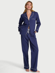Женская хлопковая пижама Victoria's Secret рубашка и штаны 1160149978 (Синий M)